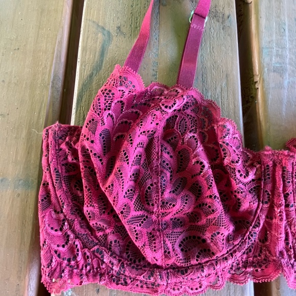 BEZIER  DARK RED LACE BRA NO PADDING, 34D - Picture 2 of 6
